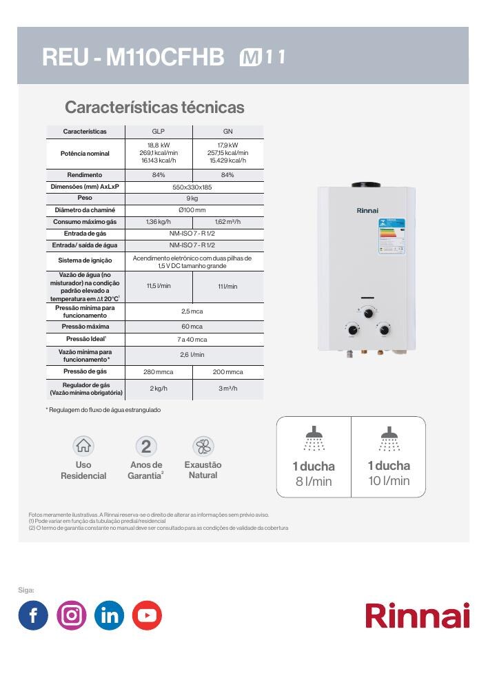 Aquecedor Rinnai M11